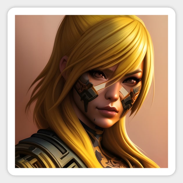 Cyber Scurity Angry Girl Blonde Hair Magnet by animegirlnft